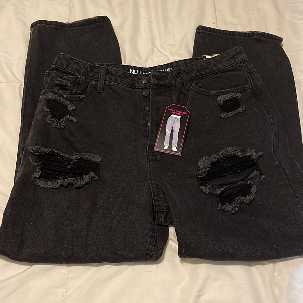 Black straight leg jeans